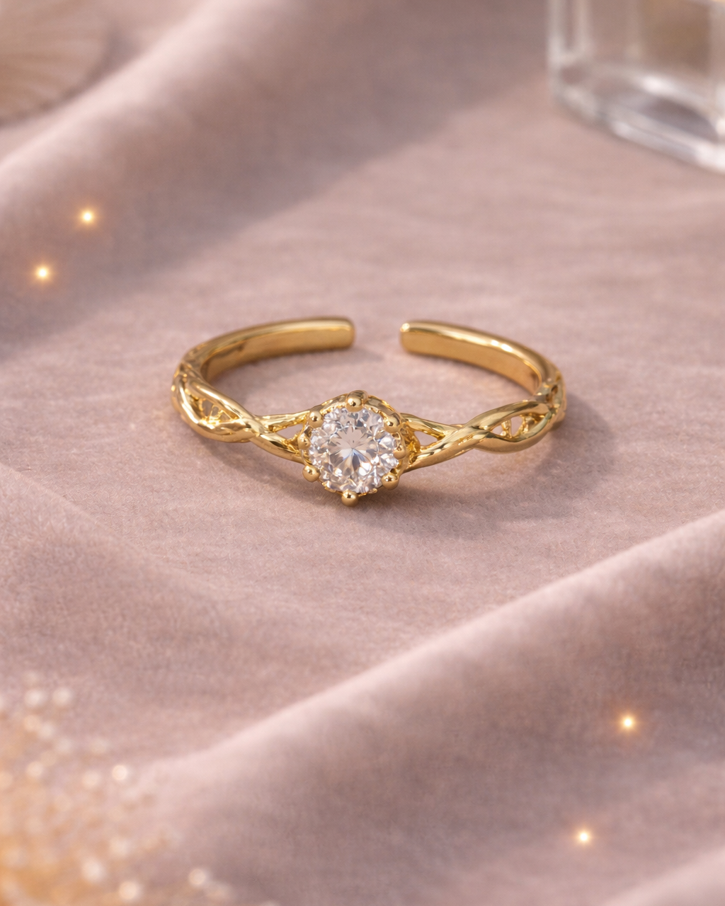 Anillo Ajustable Cristal Central – Acero Inoxidable