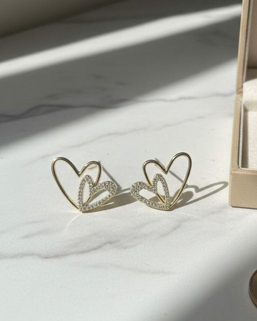 Aretes Dúo de Amor Kristal – Acero Inoxidable