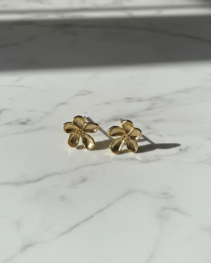 Aretes Plumería Gold – Acero Inoxidable